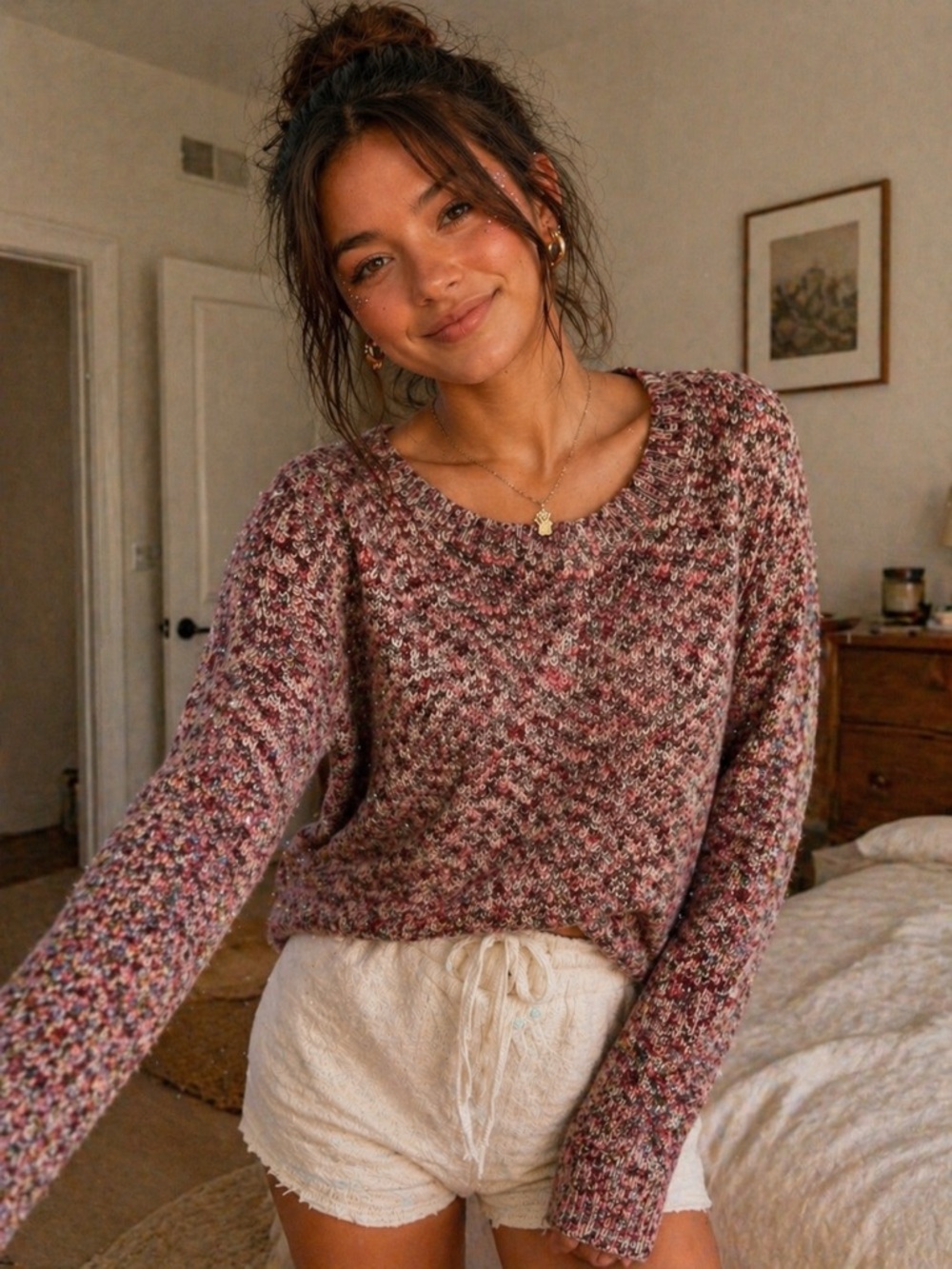 Vintage Y2K ribbon knit  sweater